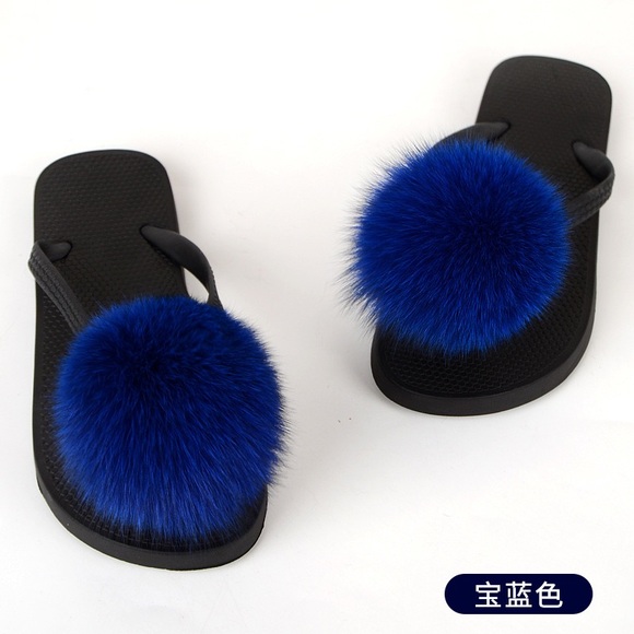 Pom Pom real fur flip flops - Sizes 8-12 Women’s different colours avail… - Picture 11 of 14